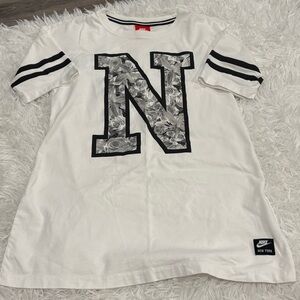 Nike White T-Shirt with Black Logo Patch